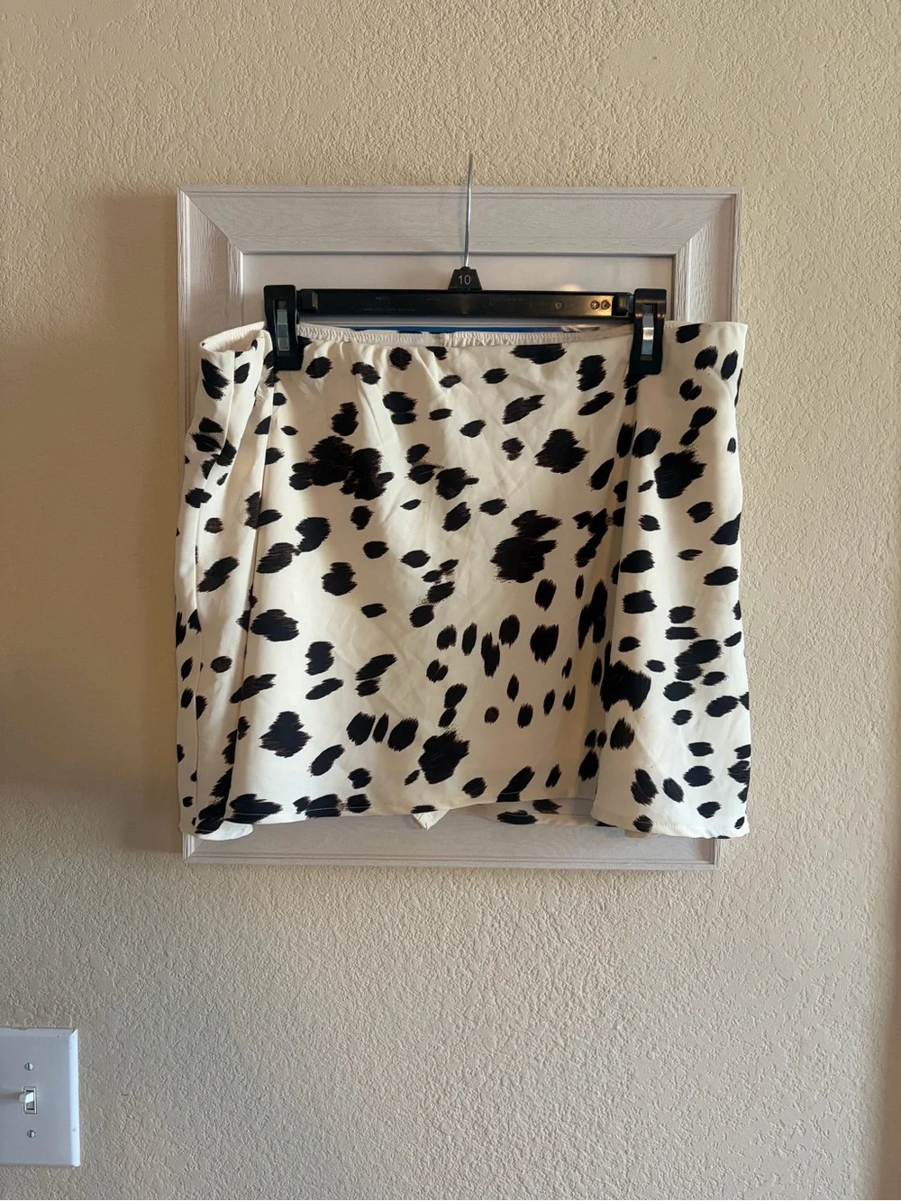 Abercrombie & Fitch Cream and Black Cow Print Skater Skirt